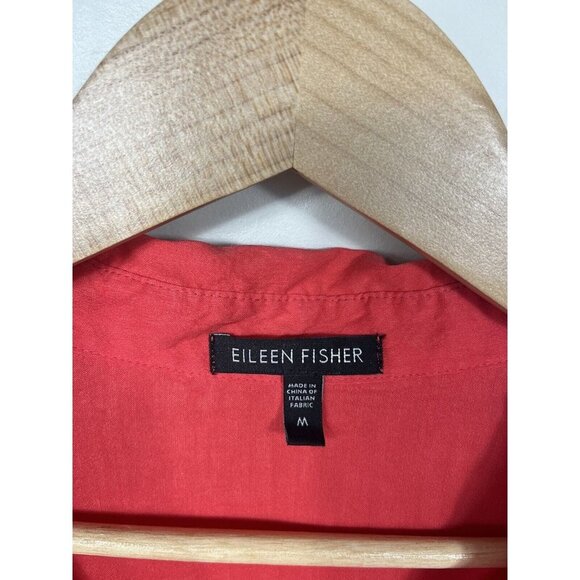 Eileen Fisher Shirt Womens Medium Pink Pullover Linen Blend 3/4 Sleeve Pockets - Picture 6 of 10